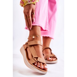 PE1 Naisten sandaalit tarranauhalla Camel Clarisse ruskea 1