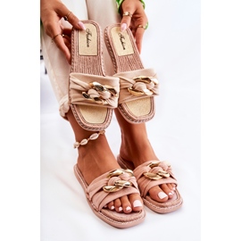 FK1 Suede tossut koristeellisella ketjulla beige Louie 2