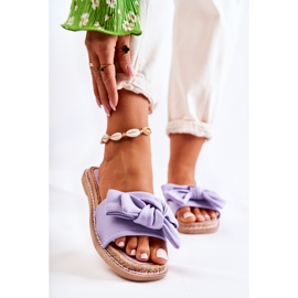 FK1 Naisten tossut, joissa kangasrusetti Violet Ginna violetti 1