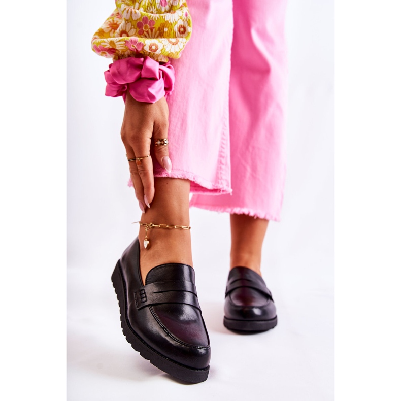 Leather Wedge Loafers La.Fi Black Alannah musta 1