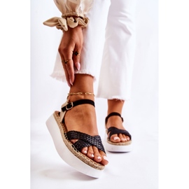 FL1 Naisten punotut sandaalit Black Selea -alustalla musta 1