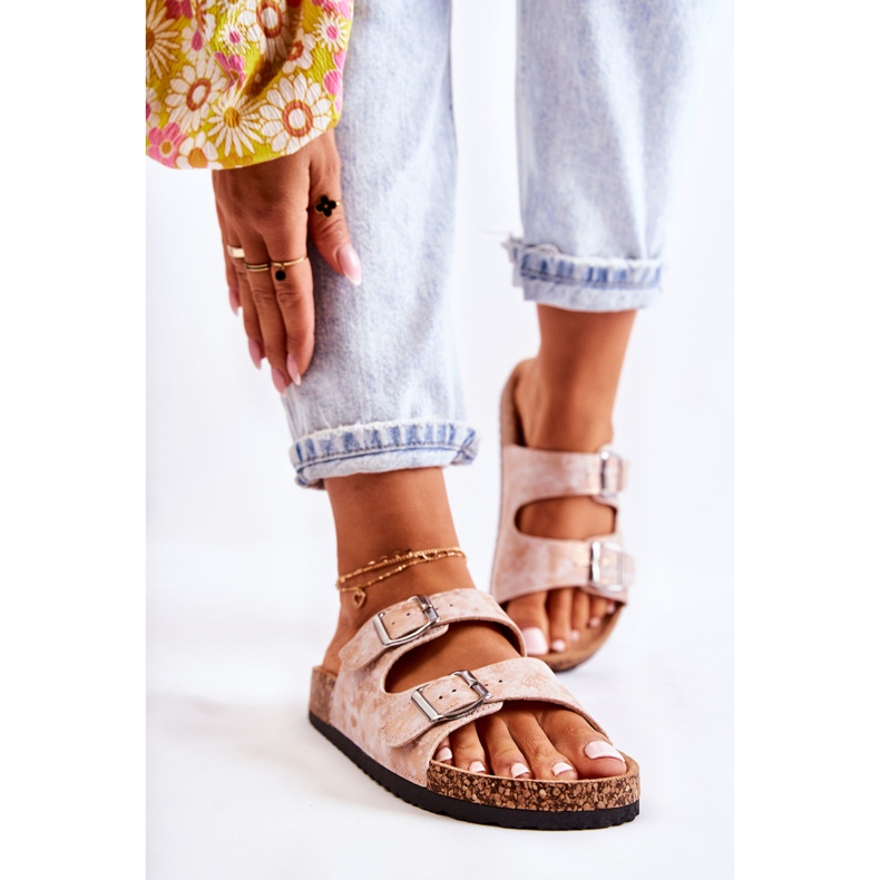 PE1 Naisten tossut korkilla ja soljet Rose Gold Vivio vaaleanpunainen 2