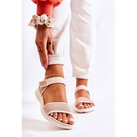 PE1 Naisten mukavat sandaalit tarranauhalla beige Sidney 1