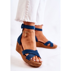 Suede Wedge Sandaalit Maciejka 04565-06 Navy Blue tummansininen monivärinen 2