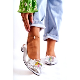 PA2 Nahkaballeriinat korkokengissä hopeisella Elena-koristeella hopea 1