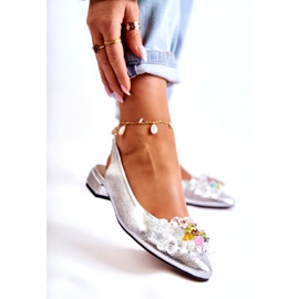 PA2 Nahkaballeriinat korkokengissä hopeisella Elena-koristeella hopea 2