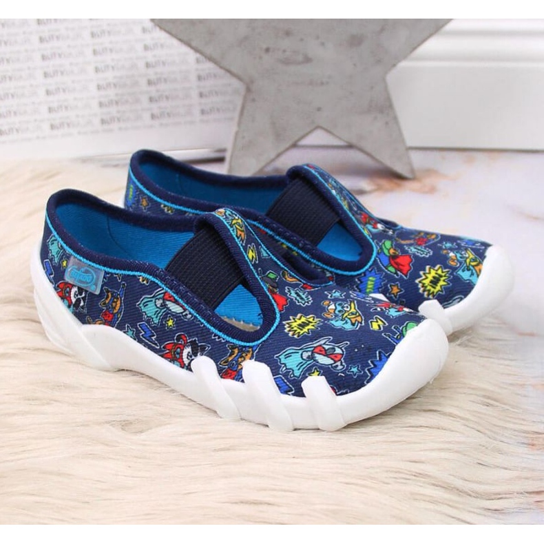 Tossut päiväkotiin kuminauhalla, tummansininen Jr. Befado laivastonsininen 2