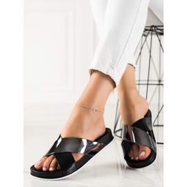 Groto Gogo Kiiltävät mustat tossut 1