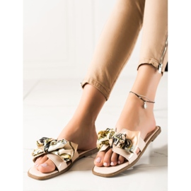 SHELOVET Tossut koristeellisella rusetilla beige 1