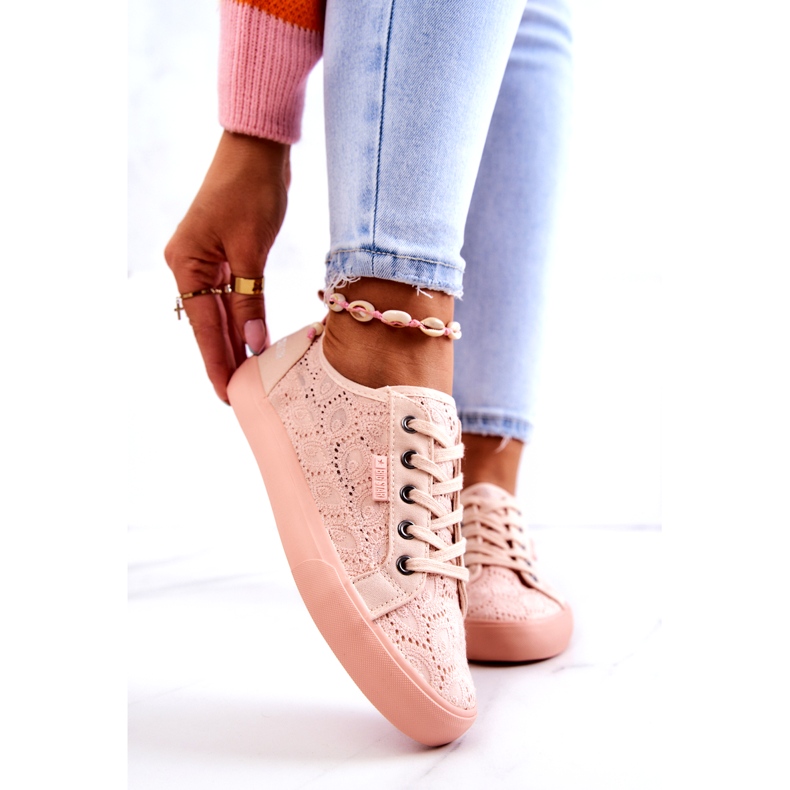 Openwork Sneakers Big Star JJ274059 Vaalea pinkki vaaleanpunainen 2
