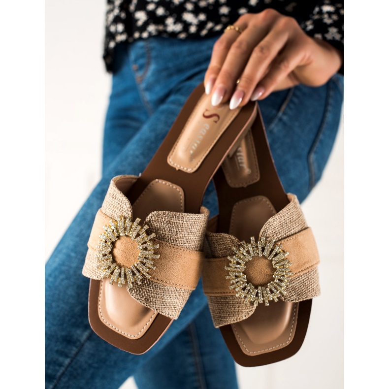 Seastar Tossut Cubic Zirkonia koristelu beige 2