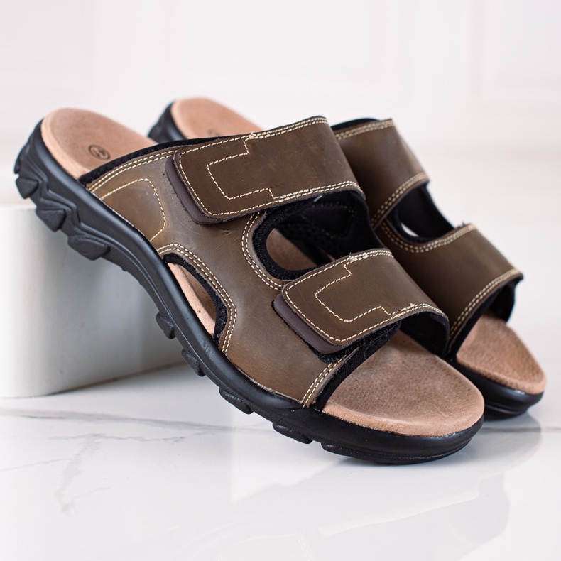 DK Miesten nahkaiset tossut ruskea 1