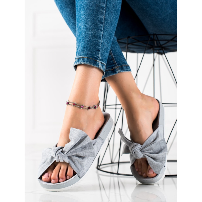 SHELOVET Muodikkaat tossut rusetilla harmaa 2