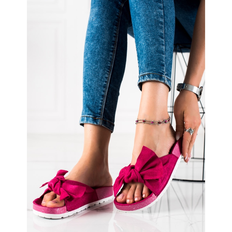 SHELOVET Muodikkaat tossut, joissa on rusetti vaaleanpunainen 2