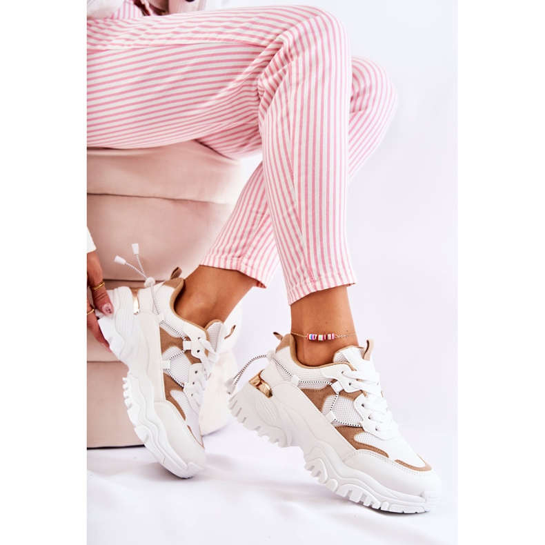 PM2 Muodikkaat tekstiiliurheilukengät beige ja valkoinen Amariso 2