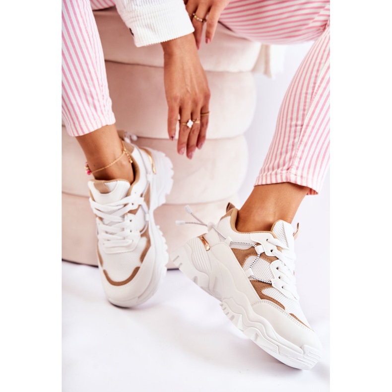 PM2 Muodikkaat tekstiiliurheilukengät beige ja valkoinen Amariso 1