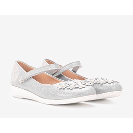 Harmaat kiiltävät balerinat lapsille Alaja hopea 1