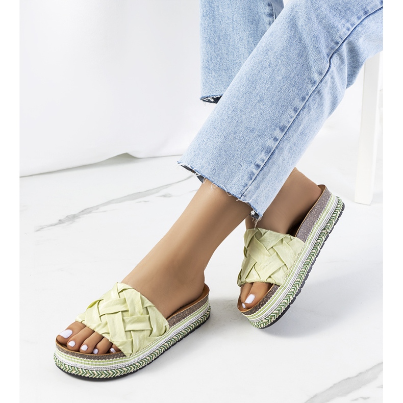 Vihreät varvastossut Vadna-korkkipohjassa 1