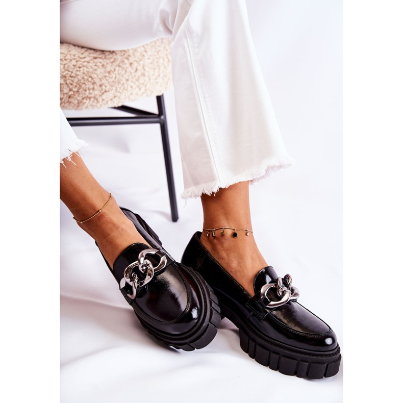 Naisten Brogues Loafers Nahka Musta-Hopea Laura Messi 2339 1