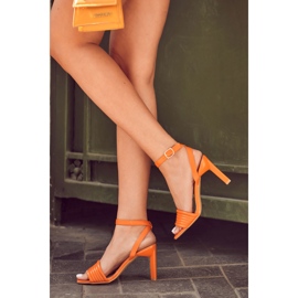 FJ1 Naisten sandaalit korkeakorkoisilla oranssilla kamelialla 1