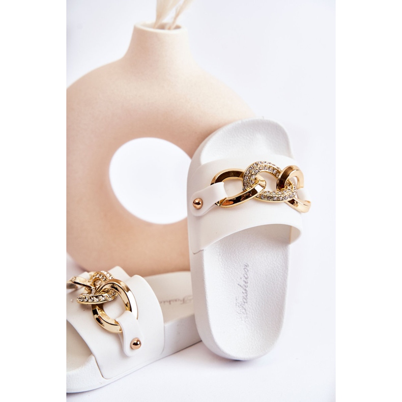 FK1 Lasten kumitossut koristeellisella ketjulla Valkoinen Suzie 2