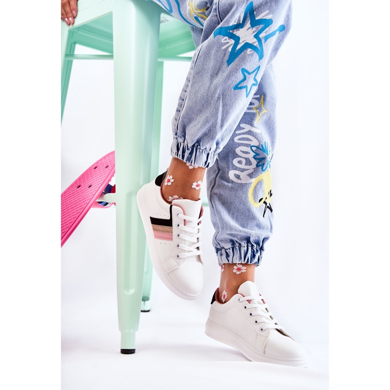 FK2 Naisten urheilukengät, jotka on sidottu valkoiseen Renesmeen valkoinen musta vaaleanpunainen kultainen 1