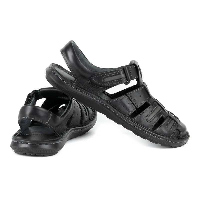 Olivier Miesten nahkaiset kesäsandaalit 230MA musta 3