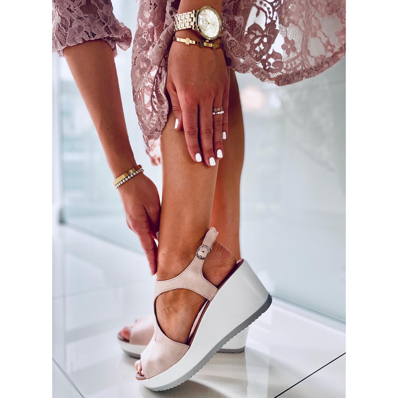Patty Nude wedge sandaalit beige vaaleanpunainen 1