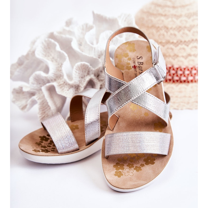 S.Barski Lasten sandaalit tarranauhalla hopea Alise 2