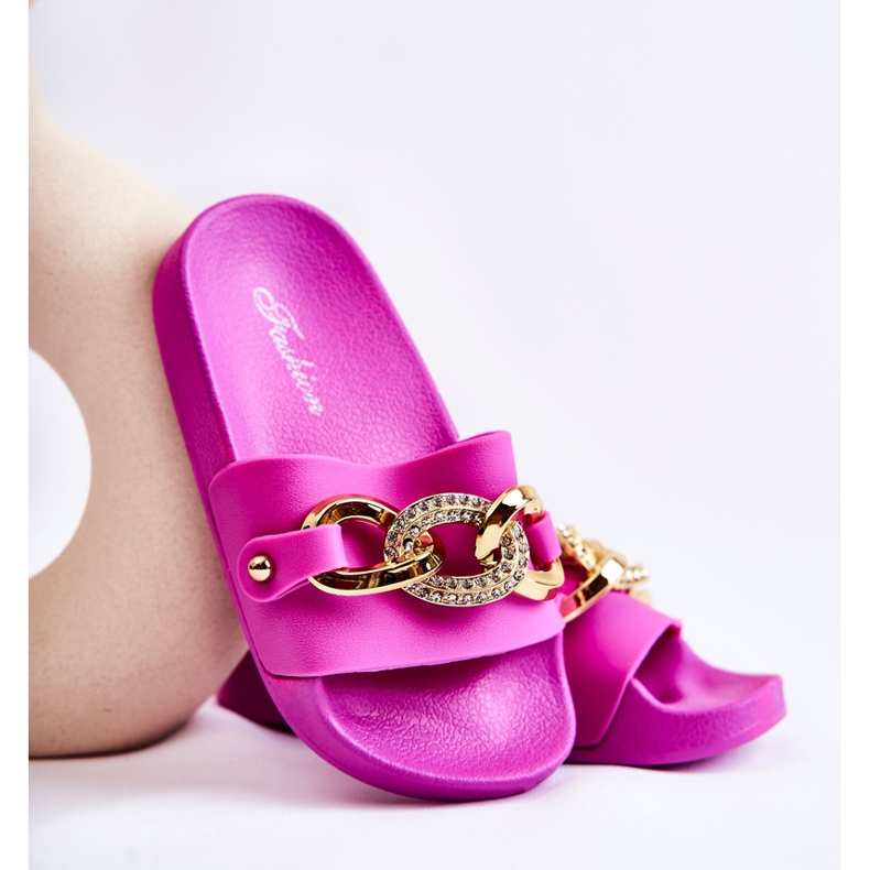 FK1 Lasten kumitossut koristeellisella ketjulla Fuchsia Suzie vaaleanpunainen 1