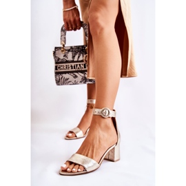 Nahkaiset korkeakorkoiset sandaalit Maciejka 04141-42 Golden kultainen 1