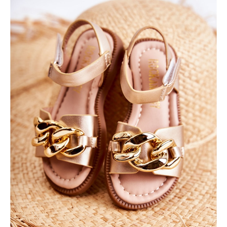 FR1 Lasten sandaalit Golden Layra Tarranauhalla ['kultainen'] kultainen 2