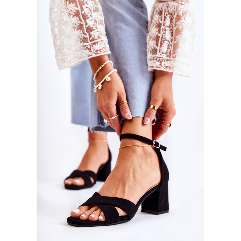 PS1 Klassiset naisten sandaalit kantapäässä, musta Ester 1