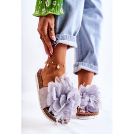 PS1 Naisten mokkanahkaiset tossut, joissa koristeellinen kukkaharmaa alimos 1