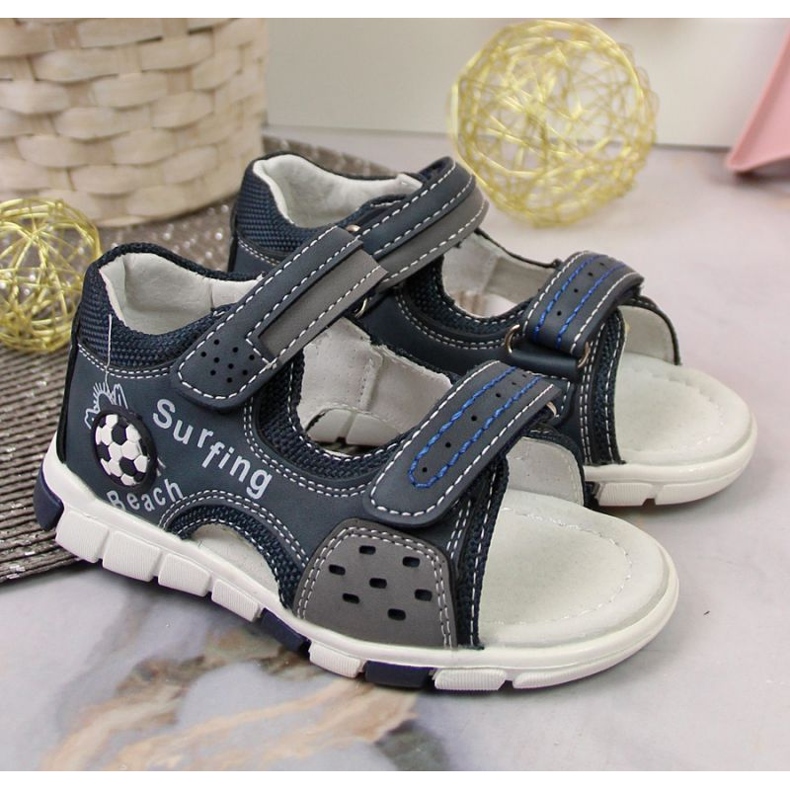Velcro sandaalit NEWS Jr EU651A laivastonsini-harmaa tummansininen 2