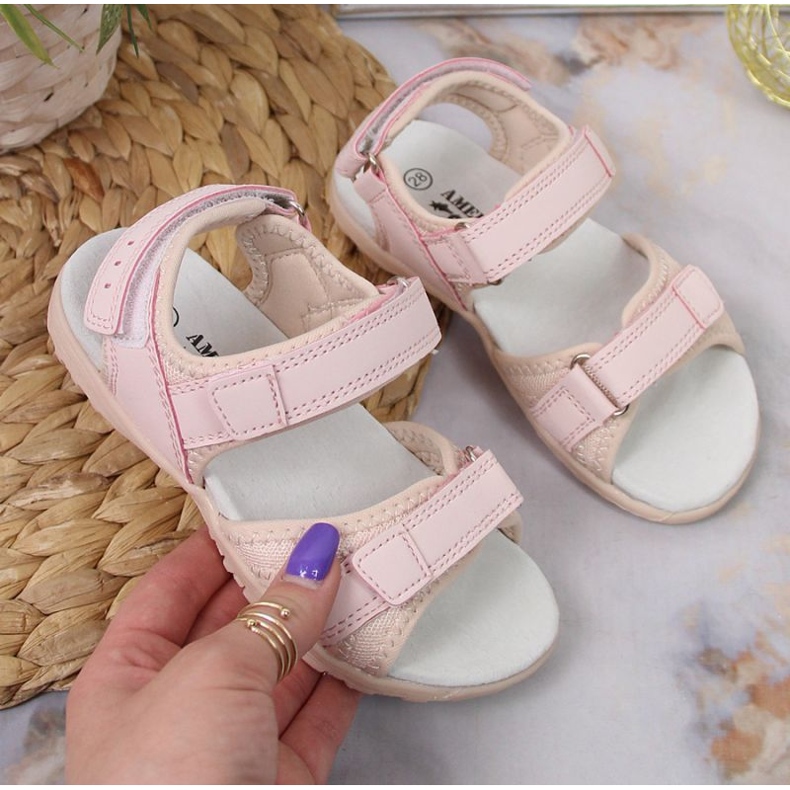 Tarranauhasandaalit American Club Jr AM895A pinkki vaaleanpunainen 1