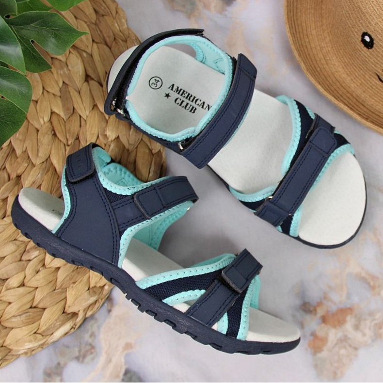 Tarranauhasandaalit American Club Jr AM898B laivastonsininen-minttu 2