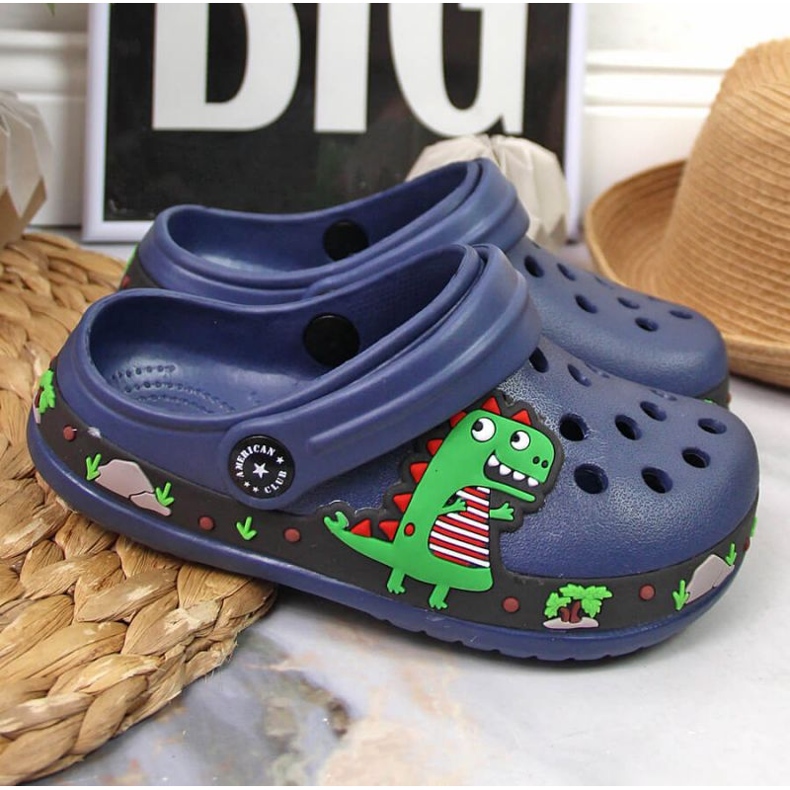 American Club Jr.AM900B tummansiniset tossut dinosauruksella tummansininen 1