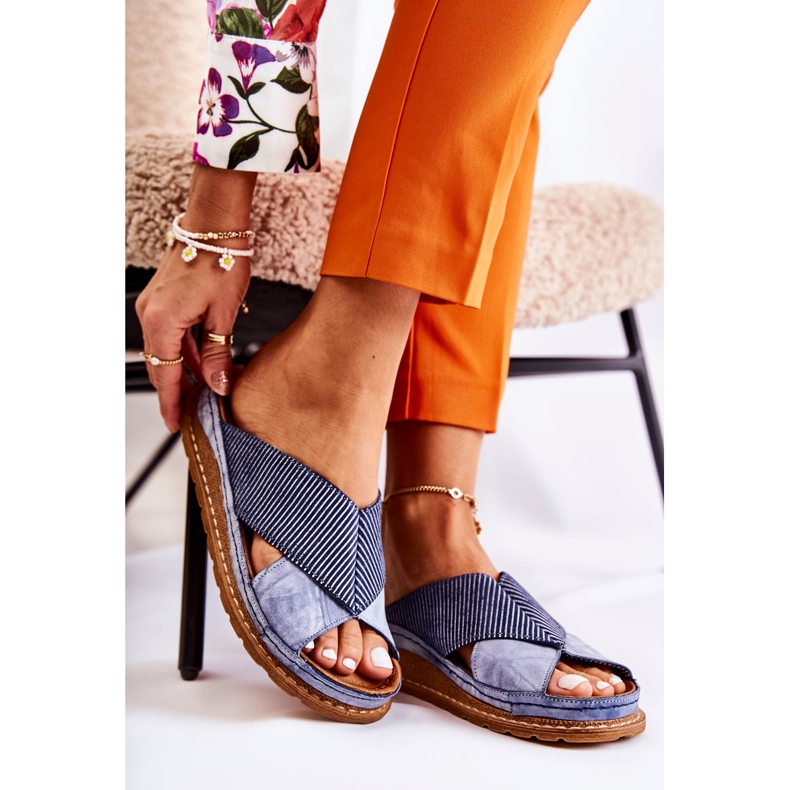 Nahkaprofiiliset tossut Maciejka 04986-17 Sininen 2