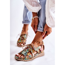 Maciejka Naisten nahkasandaalit tarranauhalla 05375-09 vihreä 1