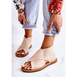 S.Barski Naisten nahkasandaalit beige Catalise 1