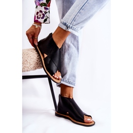 S.Barski Naisten mustat nahkaiset Catalise-sandaalit 1