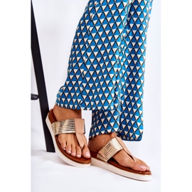 Naisten varvastossut beigen-kultaisella Morissa-tasolla ruskea kultainen 1