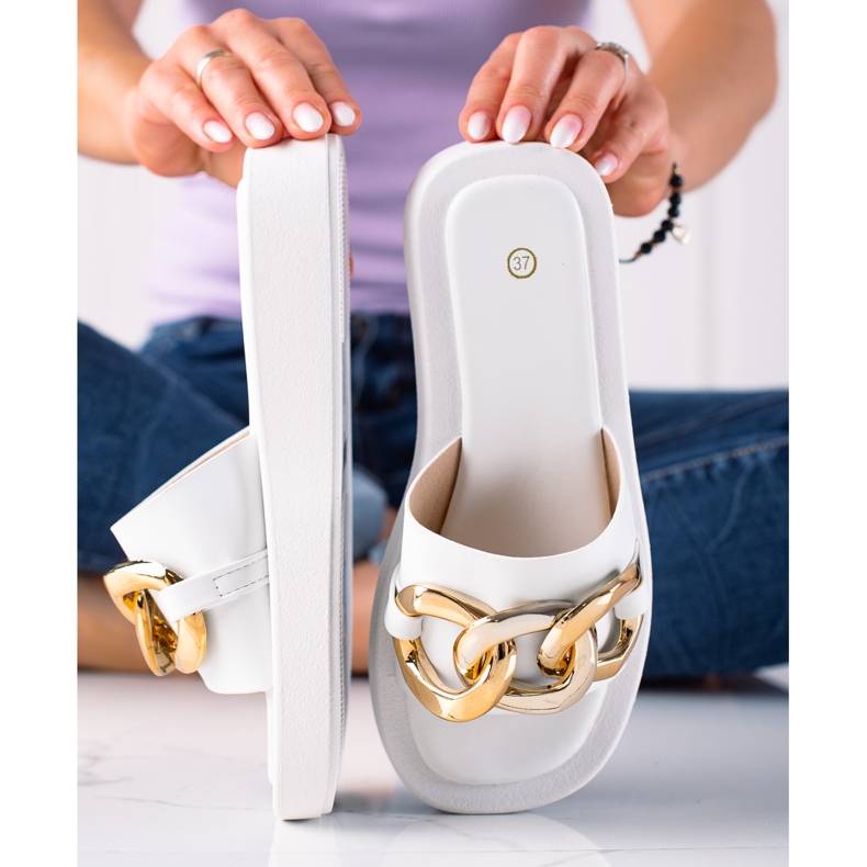 SHELOVET Muodikkaat tossut ketjulla valkoinen 1