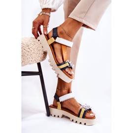 Nahkasandaalit tarranauhalla Maciejka L5009-02 laivastonsini-valkoinen laivastonsininen 2