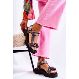 Nahkasandaalit tarranauhalla Maciejka L5009-41 Tumma hopea 1