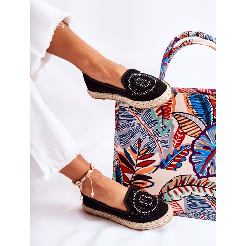 S.Barski Meredith Black Openwork Slip-on naisten espadrillit musta 2