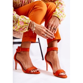 Naisten mokkanahkasandaalit kantapäässä, oranssi Marconi 2