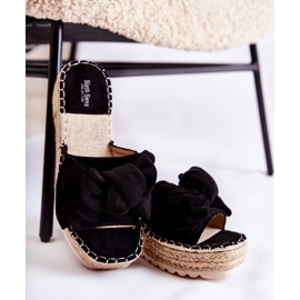 PG2 Naisten tossut kiilalla rusetilla musta Tayla 1