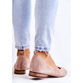 Naisten mokkanahkaiset ballerinat, joissa on Nicole 2746 beige koristelu 2